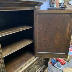 Antique 1900s Jacobean Hand Carved Solid Mahogany Wood Hutch Cabinet – 65”H 39”L