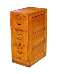 Antique Arts & Crafts Tiger Oak Three Drawer Office File Cabinet