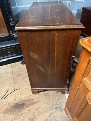 antique Georgian chippendale oak pewter cupboard cabinet 2pc fluted