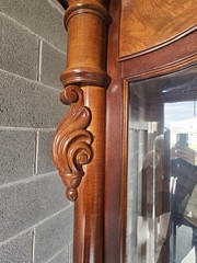 Pulaski Antique Wood Glass Display Cabinet with Carvings Mirror Back