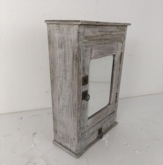 Antique Medicine Apothecary Cabinet Beveled glass Painted White, Barn Farmhouse