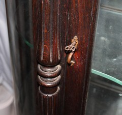 Antique Oak Curio China Cabinet – original finish – 44 inches wide