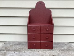 Vintage Handmade 3 Drawer Spice Or Apothecary Cabinet Red Paint