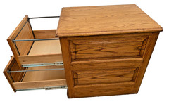Vintage Tiger Oak File Cabinet Two Drawers one locks Paneled Sides Legal SIze 1A