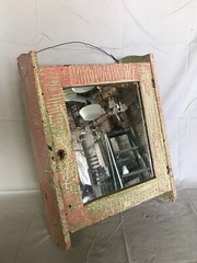 Antique Shabby Pink Wood Medicine Cabinet Vintage Mirror Chic Old 616-23B