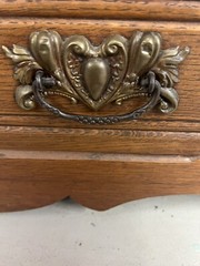 Antique Tall Double Door Oak Hutch Cabinet 7ft tall 53inch wide