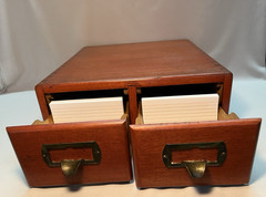 Antique Wood 2 Drawer Index Card Cabinet Recipe File Library Cabinet Dovetails