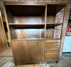 MCM Walnut Merton Gershun Dania American Of Martinsville Hutch Curio Bookshelf