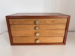 Vintage Table Top Watchmakers Collectors Four Drawer Cabinet