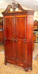 ​Mahogany Carved Georgian Style Corner Cabinet Attributed to Maitland Smith