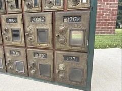 Antique Post Office Boxes Wood Cabinet Vintage United States Box 1886 Pat. Door