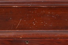 Vintage Mahogany English Georgian Style Bubble Glass Breakfront Bookcase Cabinet