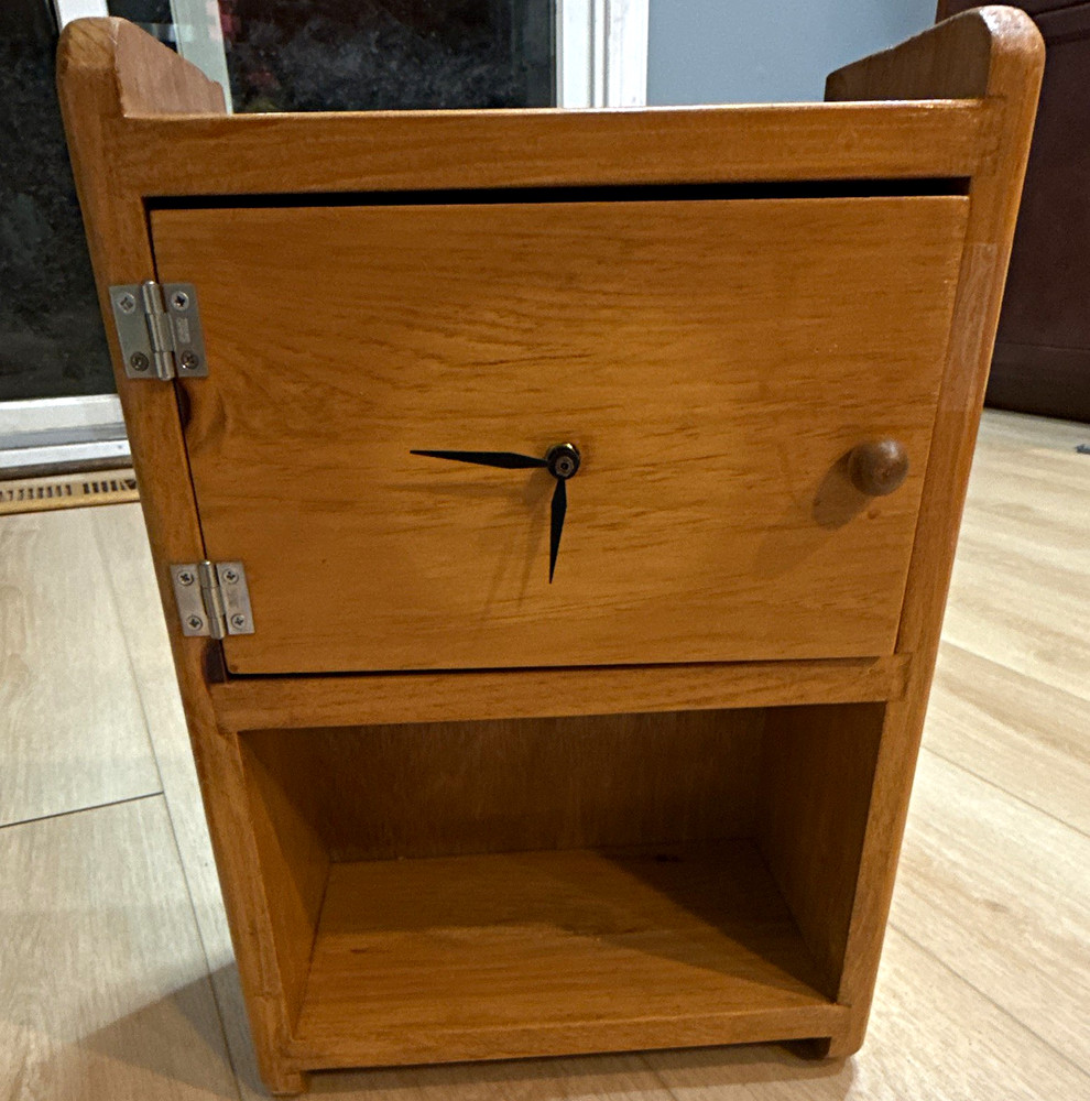 Vintage Wooden Wall Mounted Cabinet/Clock (Working)