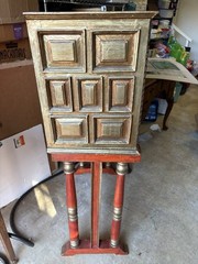 Unique Vintage Mexican Multi Drawer With Panel Door Raised Hosting Chest