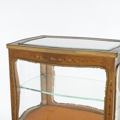 Antique Louis XV Style Giltwood Vitrine with Hand Painted Floral C1910