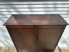 Antique Inlaid Mahogany / Walnut Edwardian Style China Cabinet Bookcase Bar