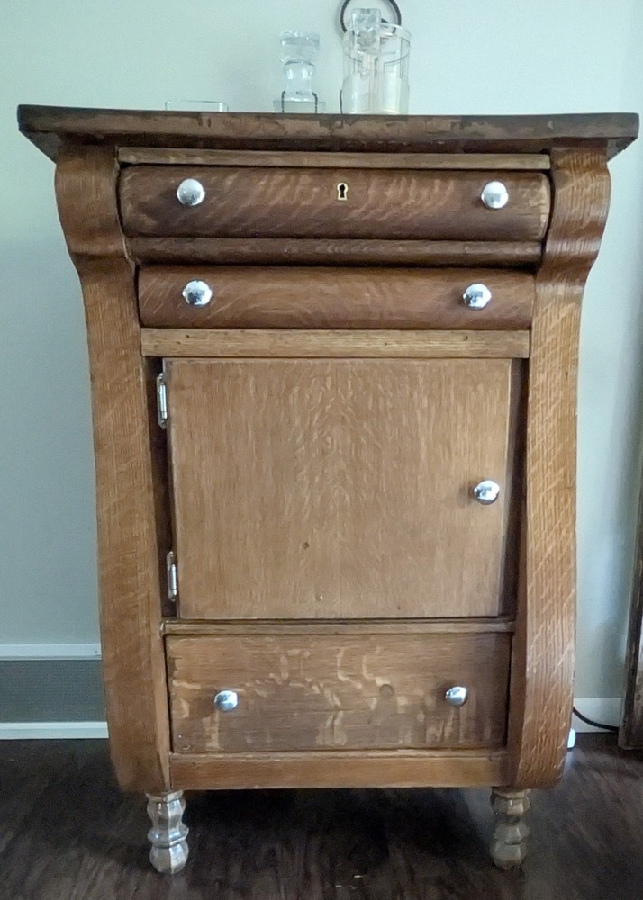 Repurposed/Refinished Hardwood Coffee or Spirits Cabinet Dry Bar