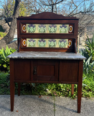 Antique English Arts and Crafts oak washstand
