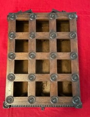 Antique Arts Crafts Unique 12 Drawer Wall Spice Cabinet Copper Labels