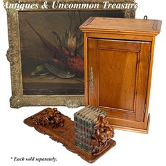 Antique Edwardian Era 21.5″ Miniature Armoire Style Walnut Table or Wall Cabinet