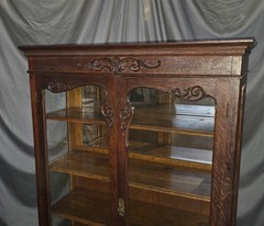 Antique Fancy Oak China Cabinet double door