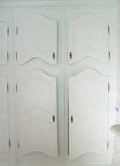 Reclaimed White Wood French Built in Cabinets