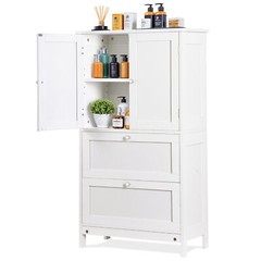 Bathroom Floor Cabinet with 2 Drawers & Adjustable Shelves for Living Room White
