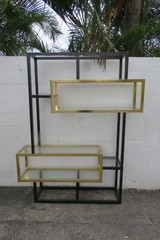 Hollywood Regency Black and Brass Finish Display Shelving Etagere 5459