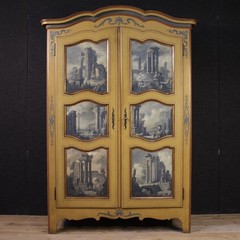 Small wardrobe furniture armoire cabinet lacquered painted gold 2 doors 900
