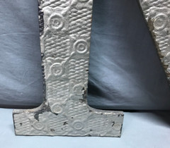 Decorative Salvage Large Tin Ceiling 24″ Silver Metal VTG Letter N Old 205-25B
