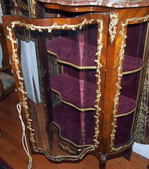 VITRIN 19C FRENCH BRONZE WORK AND GLASS DOORS WITH MARBEL TOP :57″ HIGH