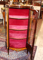 Antique French Rosewood Napoleon III Display Cabinet Glass Door