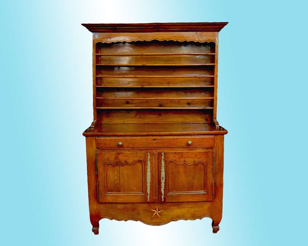 HANDMADE FRENCH PROVINCIAL FRUITWOOD PEWTER CUPBOARD C. 1810