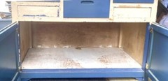 Antique Hoosier Style Cabinet Flour Sifter Enamel Slide Top Farmhouse Cabinet