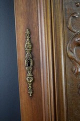 French Antique Hand Carved Wood Cupboard Chimera Head and Mascaron 19th