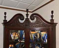 Antique American Mahogany Corner Curio or China Display Cabinet