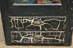 American Colonial Primitive Rustic Green Distress Paint Kitchen Cabinet Cupboard