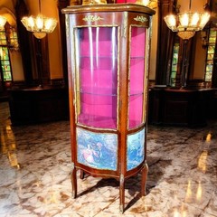French Louise XV style Ormolu Vernis Martin Cabinet