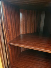 Mid-century Danish Rosewood Corner Cabinet w/Tambour Doors & Floating Shelf