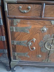 Mid 20th-century Korean 24-drawer apothecary herb chest medicine cabinet 2 pc