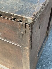 antique pilgrim period 17th c carved oak coffer primitive blanket chest