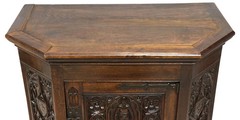 Antique Cupboard, Cabinet, Credence, French Gothic, Revival, Carved Oak, 1800s!