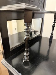 Victorian-Style Black Antique Cabinet with Beveled Mirrors