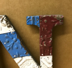 Decorative Salvaged Tin Ceiling 8″ Patchwork Mix Color Letter N Metal 160-26B