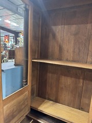 Large Antique Carved Walnut Lighted Display Cabinet Bookcase Library