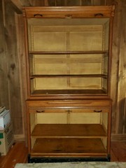 Antique OAK Roll Top 2 piece Cabinet Bookcase RARE HUGE 87″ x 47 3/8″