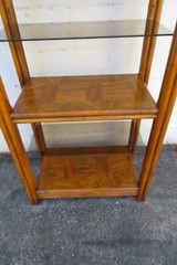 Hollywood Regency Bamboo Rattan Glass Shelving Display Cabinet Bookshelf 5830