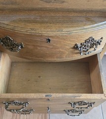 Antique Desk/China Cabinet Side By Sde Golden Oak Bubble Glass Broken As Is