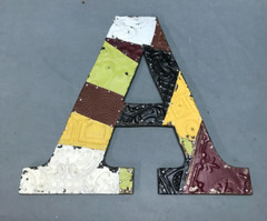 Decorative Salvage Tin Ceiling 16″ Patchwork Metal VTG Letter A Old 309-25B