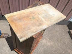 Antique Marble Top Barbers Cabinet Quarter Sawn Oak 1900s Era